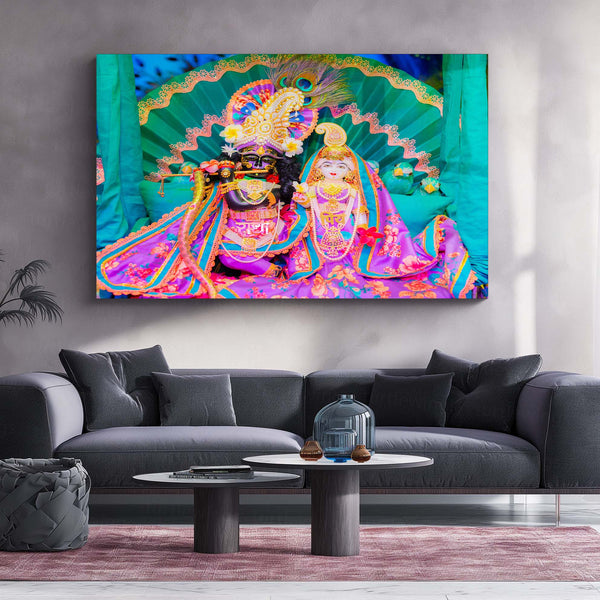 Shri Ji Shringaar – Radha Keli Kunj Spiritual Metal Frame | Divine Wall Art 04 - TURTLEWINGS 