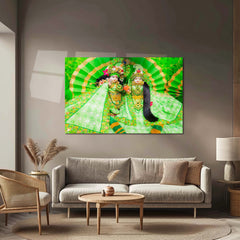 Shri Ji Shringaar – Radha Keli Kunj Spiritual Metal Frame | Divine Wall Art 05 - TURTLEWINGS 