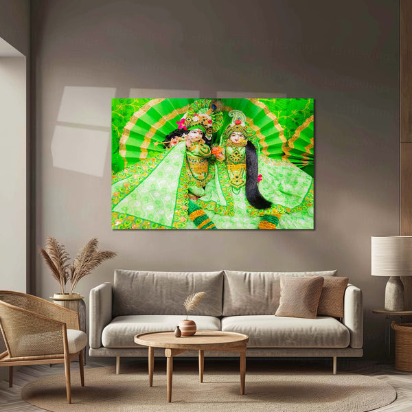 Shri Ji Shringaar – Radha Keli Kunj Spiritual Metal Frame | Divine Wall Art 05 - TURTLEWINGS 