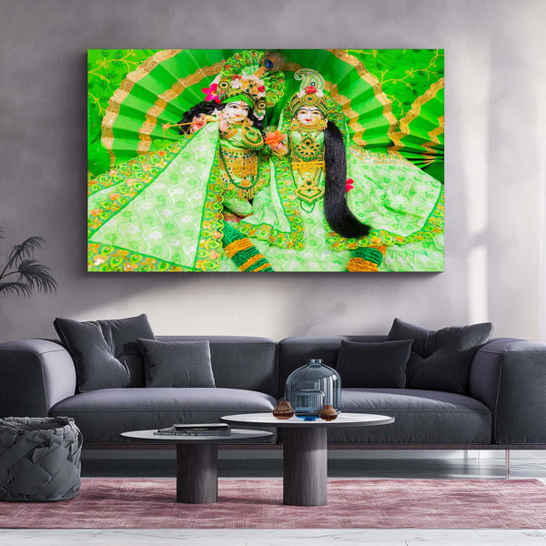 Shri Ji Shringaar – Radha Keli Kunj Spiritual Metal Frame | Divine Wall Art 05 - TURTLEWINGS 