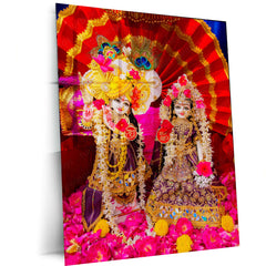 Shri Ji Shringaar – Radha Keli Kunj Spiritual Metal Frame | Divine Wall Art - TURTLEWINGS 