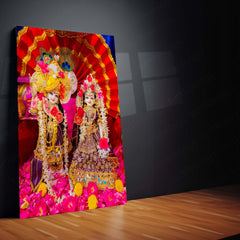 Shri Ji Shringaar – Radha Keli Kunj Spiritual Metal Frame | Divine Wall Art - TURTLEWINGS 