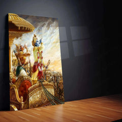 Shri Krishna & Arjuna Metal Poster – The Bhagavad Gita Warrior’s Wisdom Art - TURTLEWINGS 