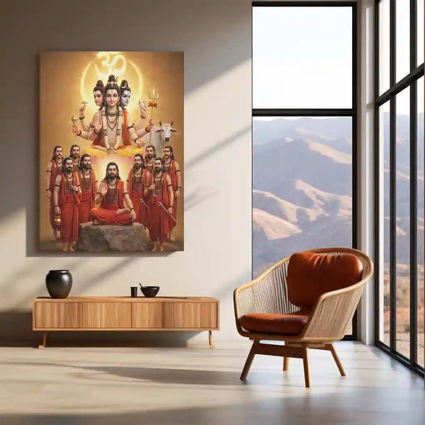 Spiritual Metal Poster | Shri Navnath | Divine Nath Tradition Spiritual Wall Art |Guru Parampara Metal Poster - TURTLEWINGS 