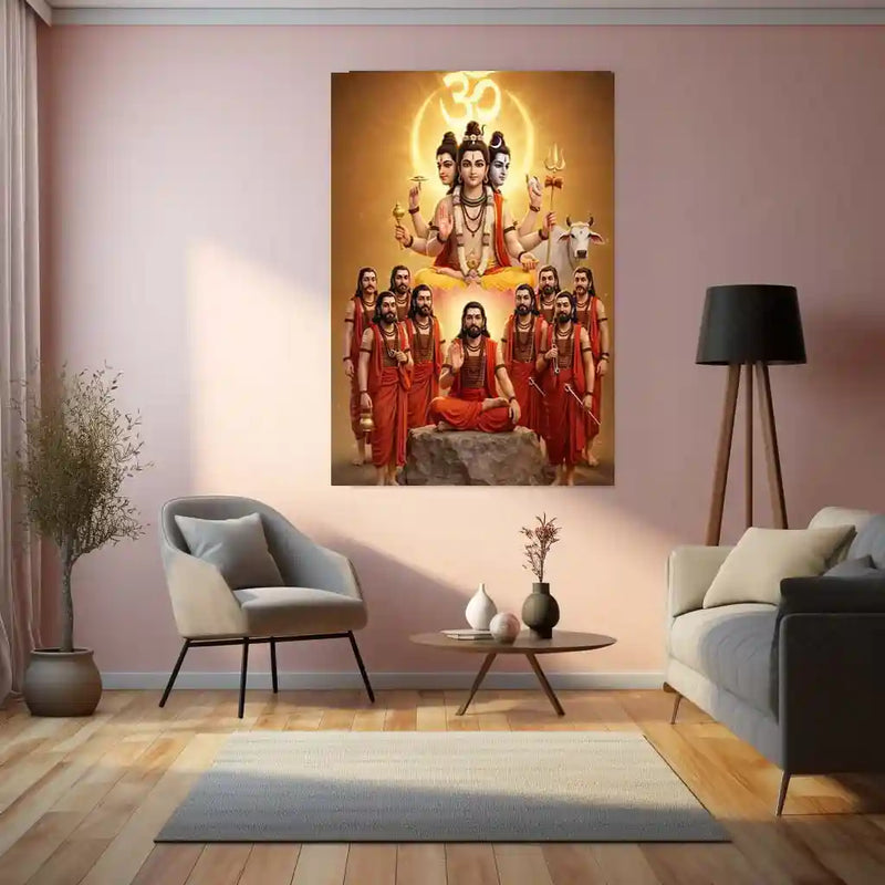 Spiritual Metal Poster | Shri Navnath | Divine Nath Tradition Spiritual Wall Art |Guru Parampara Metal Poster - TURTLEWINGS 
