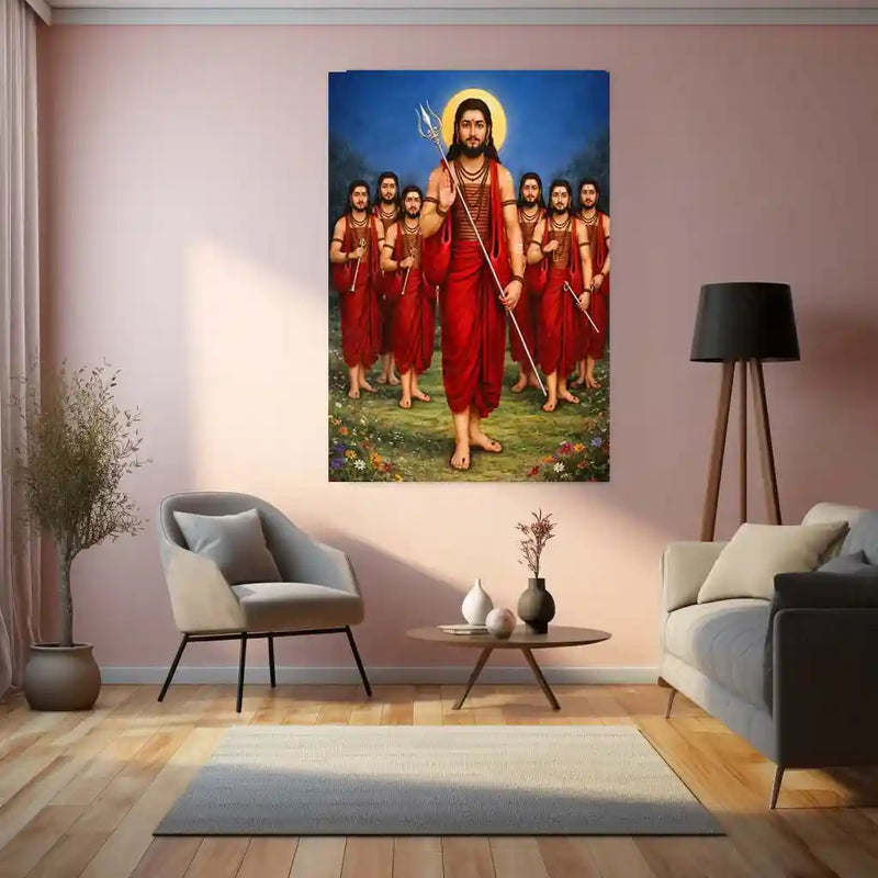 Spiritual Metal Poster | Shri Navnath Darshan | Divine Guru Spiritual Wall Art | Nath Sampradaya Metal Poster - TURTLEWINGS 