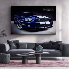 Silent Moves, Loud Results – Ford Mustang Shelby GT500 Metal Poster | Hustle in Silence Car Quote Wall Art