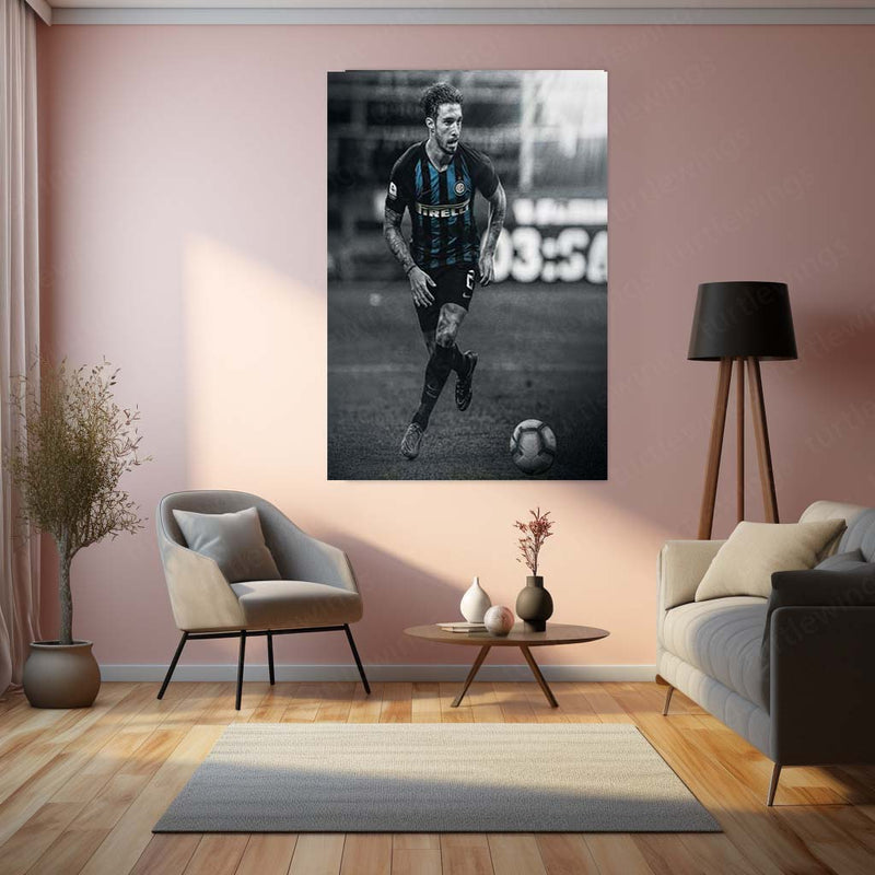 Šime Vrsaljko Inter Milan Metal Frame – No. 2 Jersey Poster | Croatian Defender Wall Art - TURTLEWINGS 