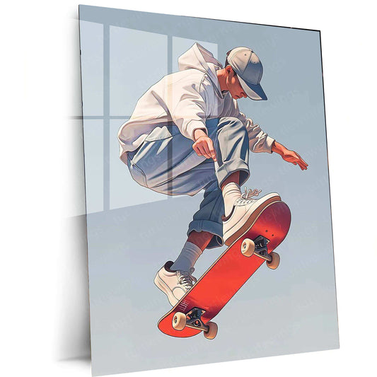 Skating Guy Metal Poster – Urban Street Style Wall Art - TURTLEWINGS 