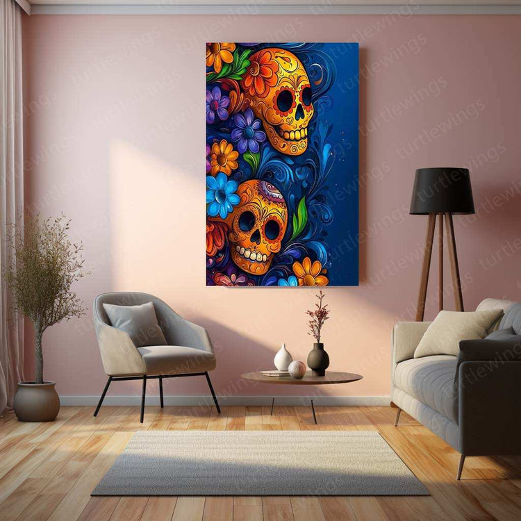 Skeleton Neon Art Metal Poster – Glowing Aesthetic Wall Decor - TURTLEWINGS 