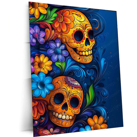 Skeleton Neon Art Metal Poster – Glowing Aesthetic Wall Decor - TURTLEWINGS 
