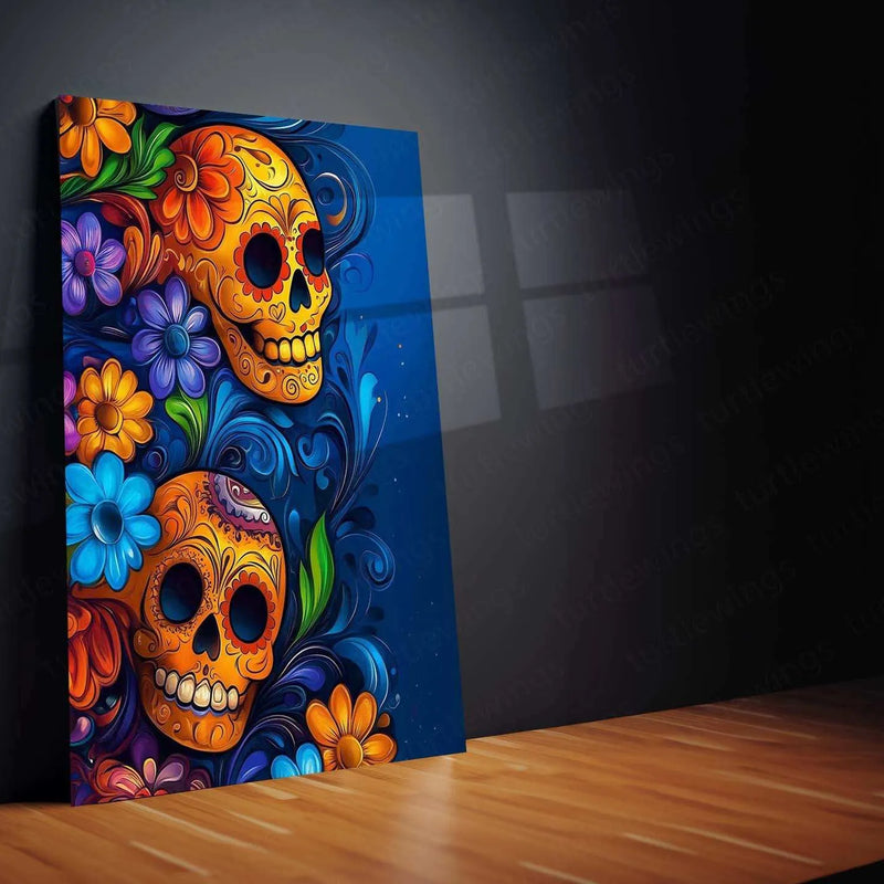 Skeleton Neon Art Metal Poster – Glowing Aesthetic Wall Decor - TURTLEWINGS 