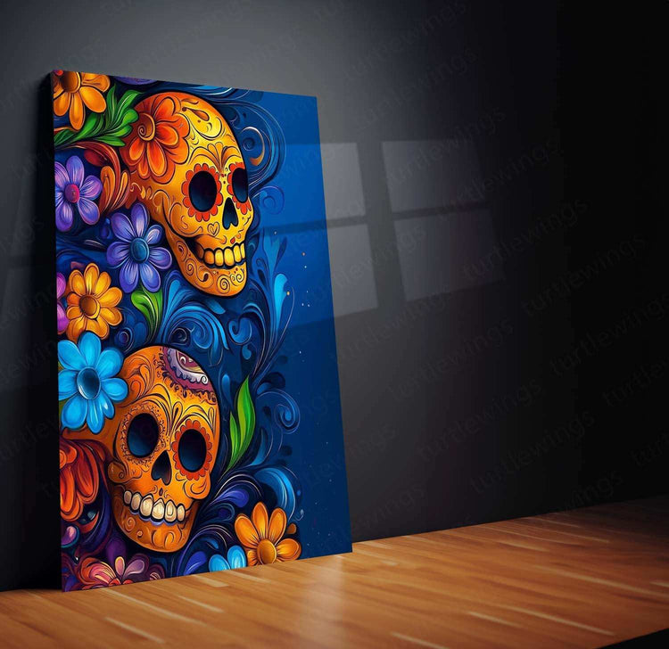 Skeleton Neon Art Metal Poster – Glowing Aesthetic Wall Decor - TURTLEWINGS 