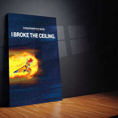 Anime Metal Poster | Goku “I Broke the Ceiling” Motivational Metal Poster | Dragon Ball Anime Wall Art | Break Your Limits Success Metal Print