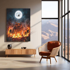 Anime Warrior Neon LED Metal Frame | Fire Battle Scene Wall Art | LED Backlit Anime Frame | Gaming Room Decor