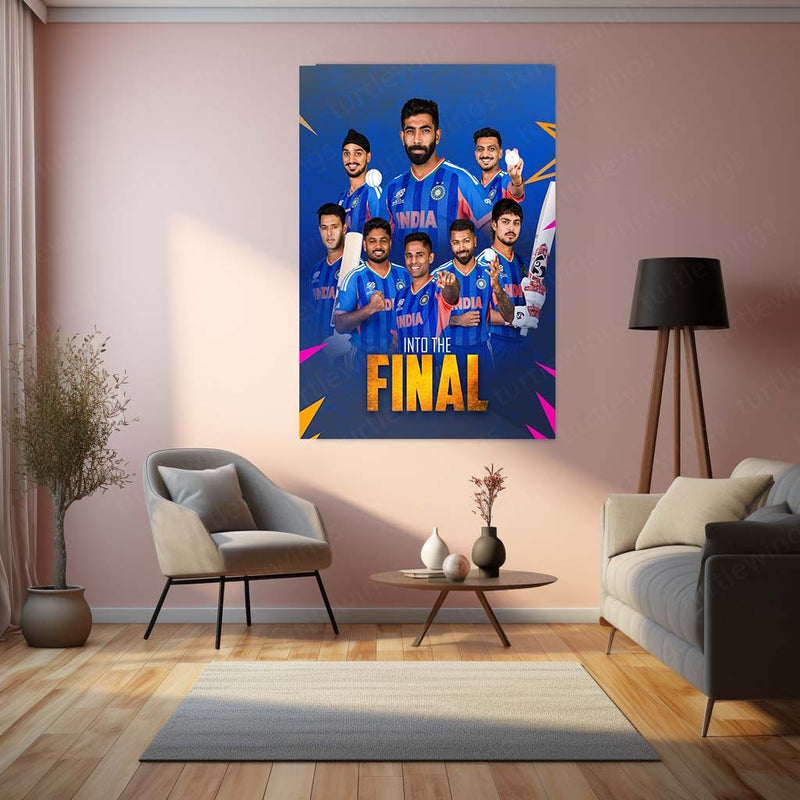 Cricket Metal Poster  | Team India – Into The Final | ICC Men's T20 World Cup, 2026 | Indian Cricket Squad Metal Frame