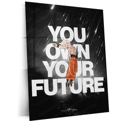 Anime Metal Poster | Goku Ultra Instinct You Own Your Future Anime Metal Poster | Dragon Ball Motivational Wall Art | Saiyan Metal Print