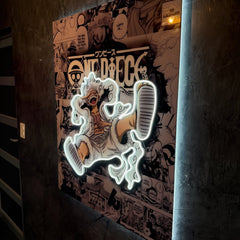 ear 5 Luffy Neon LED Poster – Ultimate Freedom & Unbreakable Will Anime Wall Art