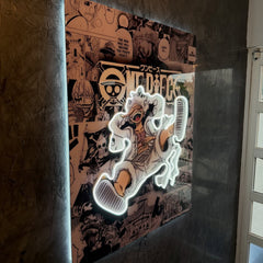 ear 5 Luffy Neon LED Poster – Ultimate Freedom & Unbreakable Will Anime Wall Art