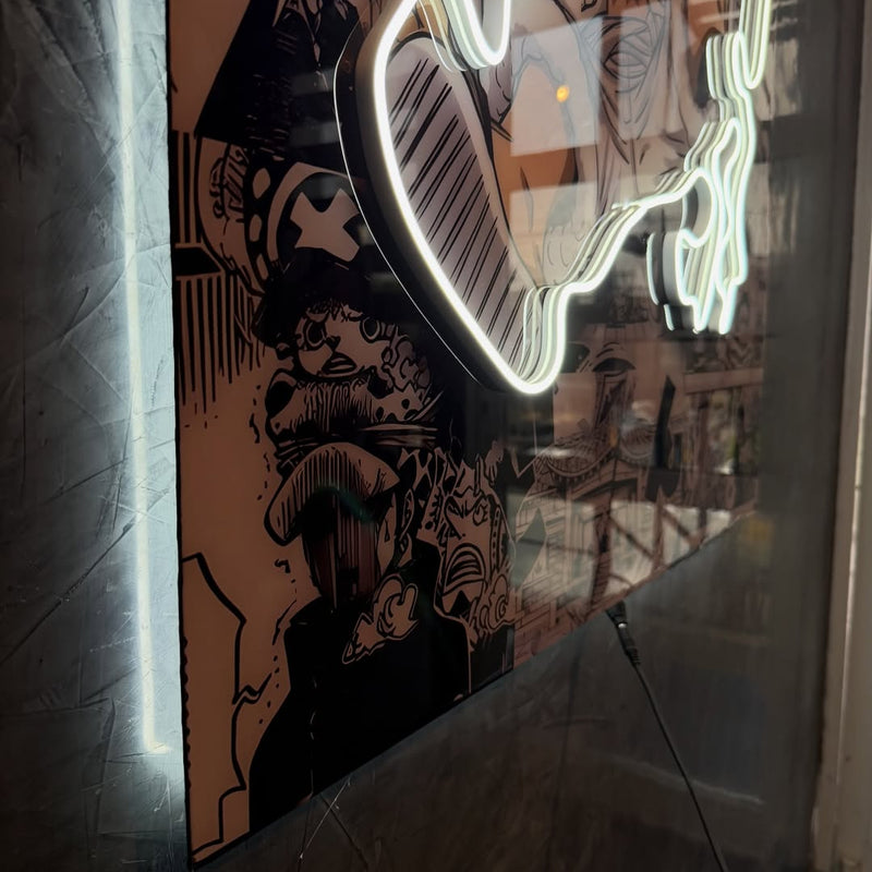 ear 5 Luffy Neon LED Poster – Ultimate Freedom & Unbreakable Will Anime Wall Art