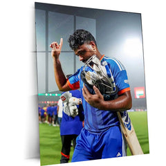 Cricket Metal Poster | Sanju Samson | ICC Men's T20 World Cup, 2026 | Indian Cricket Star Metal Frame | Cricket Wall Art - TURTLEWINGS 