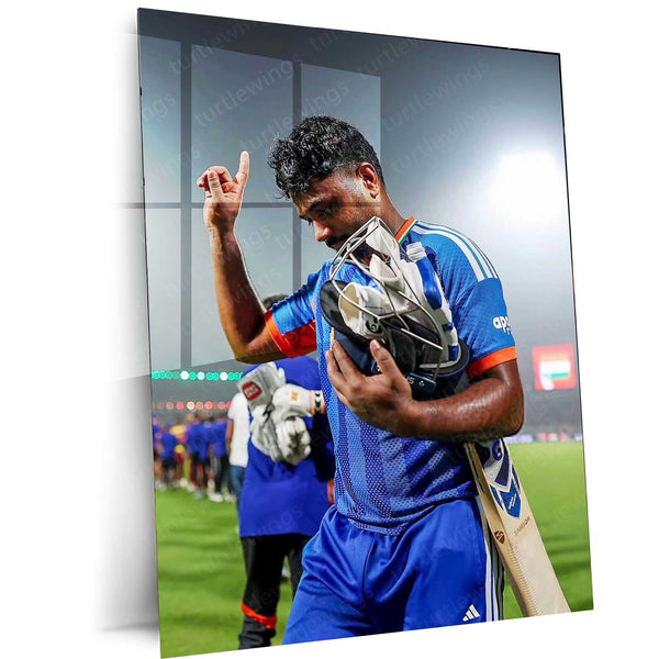 Cricket Metal Poster  | Sanju Samson | ICC Men's T20 World Cup, 2026 | Indian Cricket Star Metal Frame | Cricket Wall Art