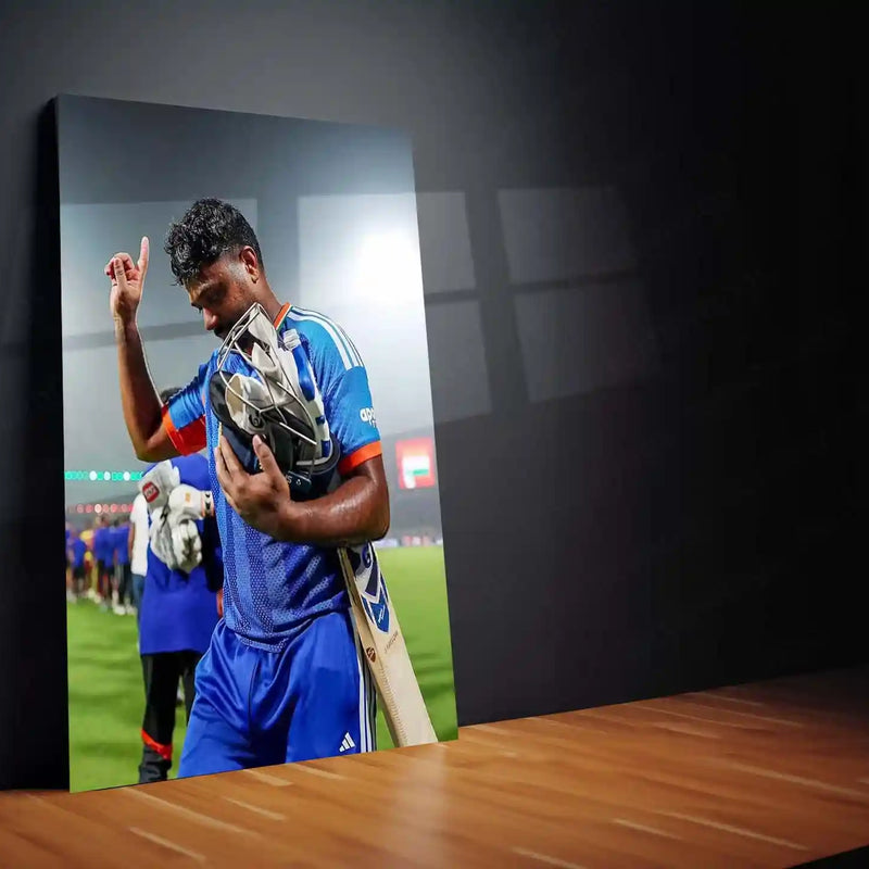 Cricket Metal Poster | Sanju Samson | ICC Men's T20 World Cup, 2026 | Indian Cricket Star Metal Frame | Cricket Wall Art - TURTLEWINGS 