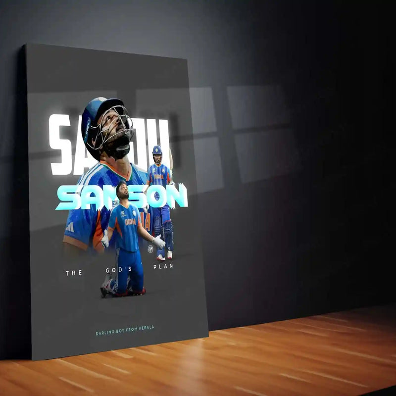 Cricket Metal Poster | Sanju Samson | ICC Men's T20 World Cup, 2026 | Indian Cricket Star Metal Frame | Cricket Wall Art 01 - TURTLEWINGS 