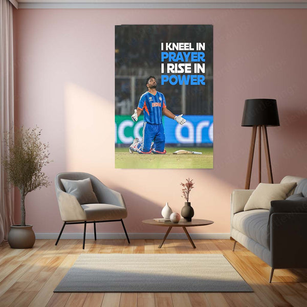 Cricket Metal Poster  | Sanju Samson – I Kneel in Prayer, I Rise in Power | ICC Men's T20 World Cup, 2026 | Cricket Wall Art