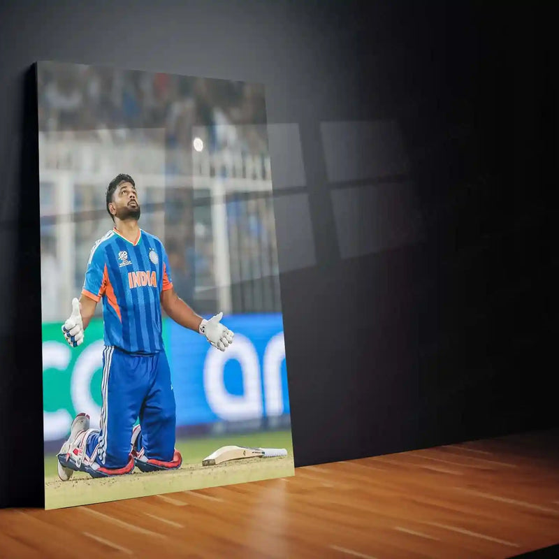 Cricket Metal Poster | Sanju Samson | ICC Men's T20 World Cup, 2026 | Indian Cricket Star Metal Frame | Cricket Wall Art 02 - TURTLEWINGS 