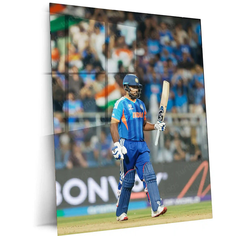 Cricket Metal Poster | Sanju Samson | ICC Men's T20 World Cup, 2026 | Indian Cricket Star Metal Frame | Cricket Wall Art 03 - TURTLEWINGS 