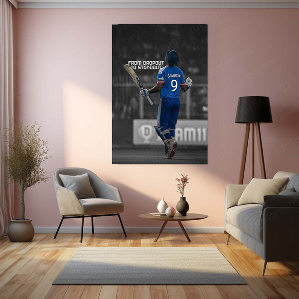 Cricket Metal Poster  | Sanju Samson | ICC Men's T20 World Cup, 2026 | Indian Cricket Star Metal Frame | Cricket Wall Art 05
