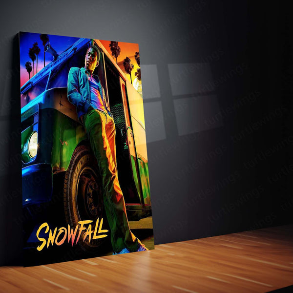 Snowfall Neon Nights – Urban Crime Drama Metal Poster | Gritty Retro Wall Frame
