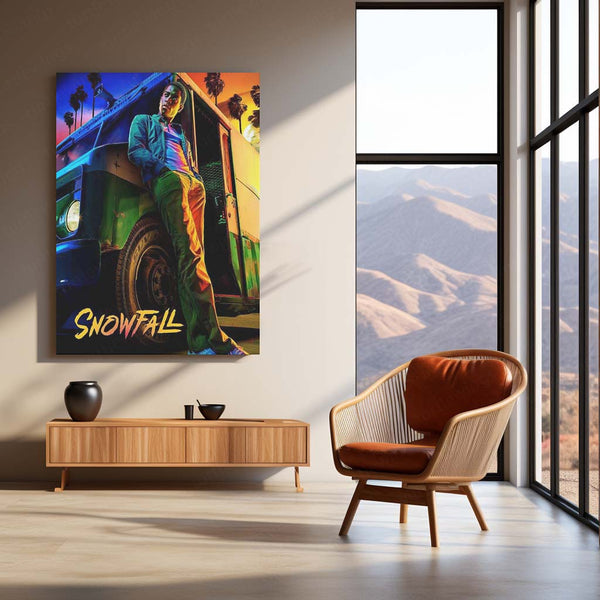 Snowfall Neon Nights – Urban Crime Drama Metal Poster | Gritty Retro Wall Frame