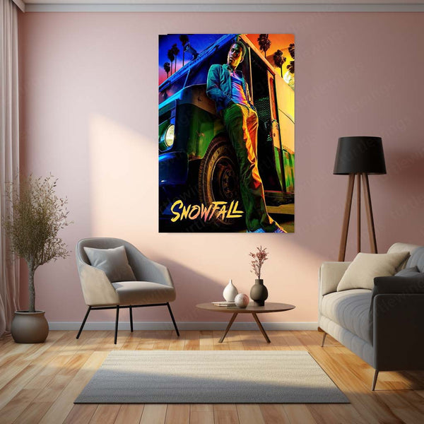 Snowfall Neon Nights – Urban Crime Drama Metal Poster | Gritty Retro Wall Frame