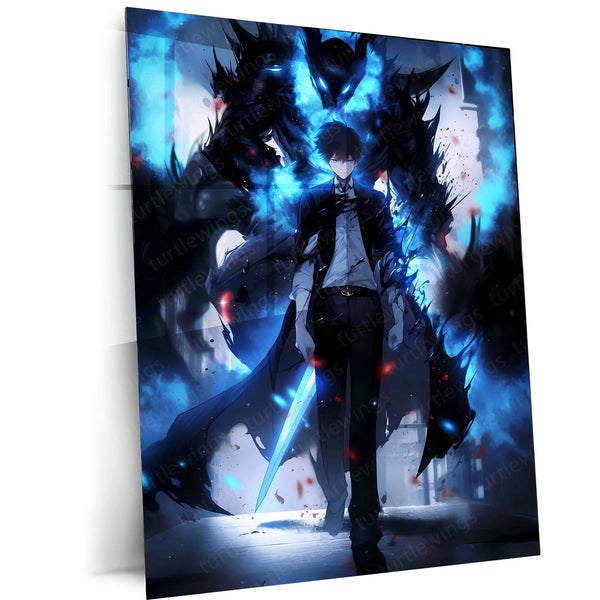 Solo Leveling – Shadow Monarch Metal Poster | Sung Jin-Woo Final Form Anime Wall Frame