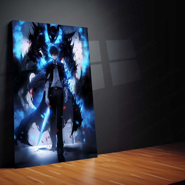 Solo Leveling – Shadow Monarch Metal Poster | Sung Jin-Woo Final Form Anime Wall Frame