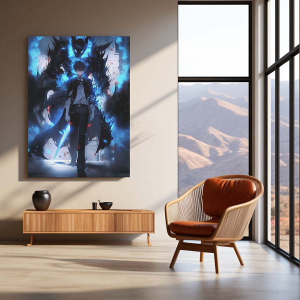 Solo Leveling – Shadow Monarch Metal Poster | Sung Jin-Woo Final Form Anime Wall Frame