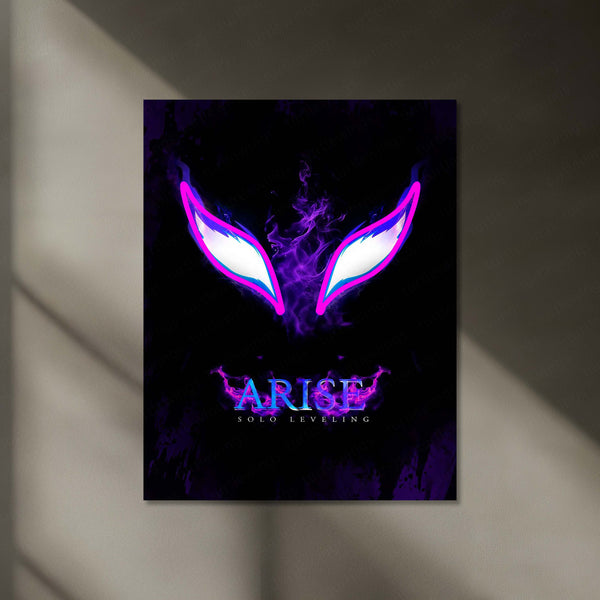 Solo Leveling Arise – Neon Eyes Anime Neon LED Metal Poster | Shadow Monarch Wall Frame