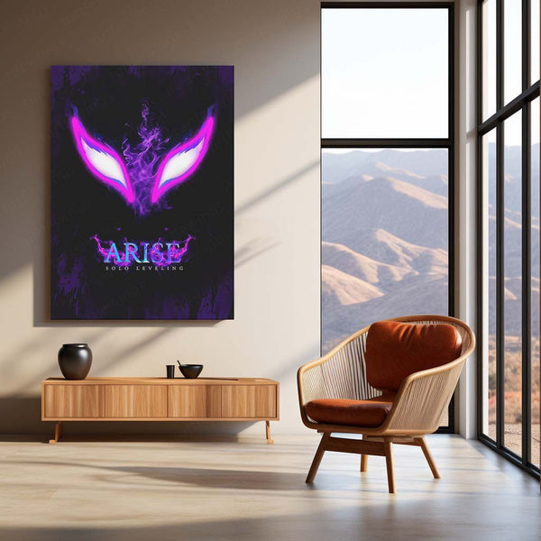 Solo Leveling Arise – Neon Eyes Anime Neon LED Metal Poster | Shadow Monarch Wall Frame