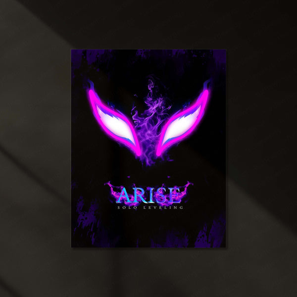 Solo Leveling Arise – Neon Eyes Anime Neon LED Metal Poster | Shadow Monarch Wall Frame