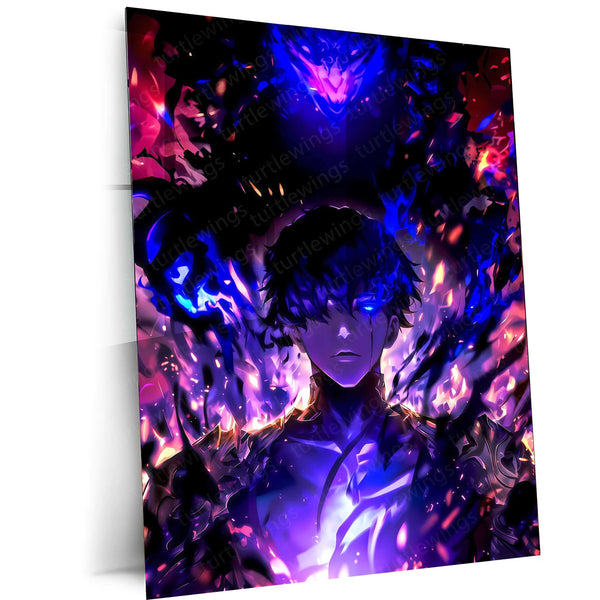 Solo Leveling: Soul – Sung Jin-Woo Metal Poster | Shadow Monarch Anime Wall Frame