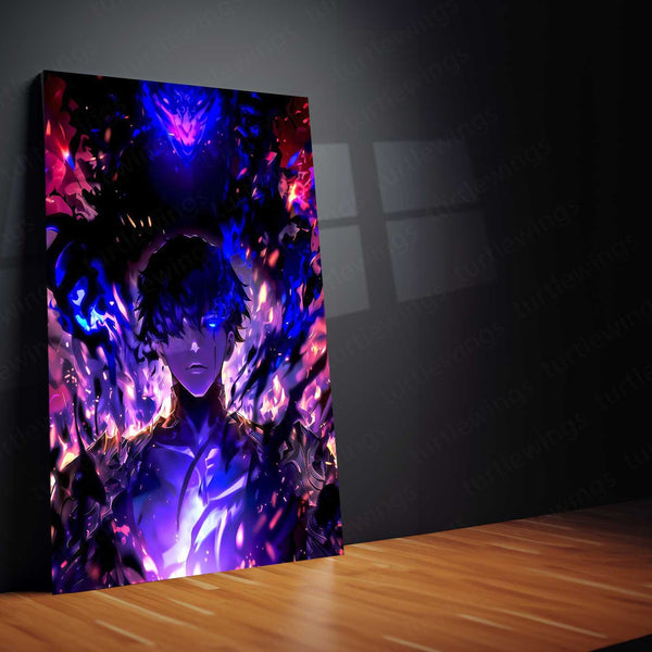 Solo Leveling: Soul – Sung Jin-Woo Metal Poster | Shadow Monarch Anime Wall Frame