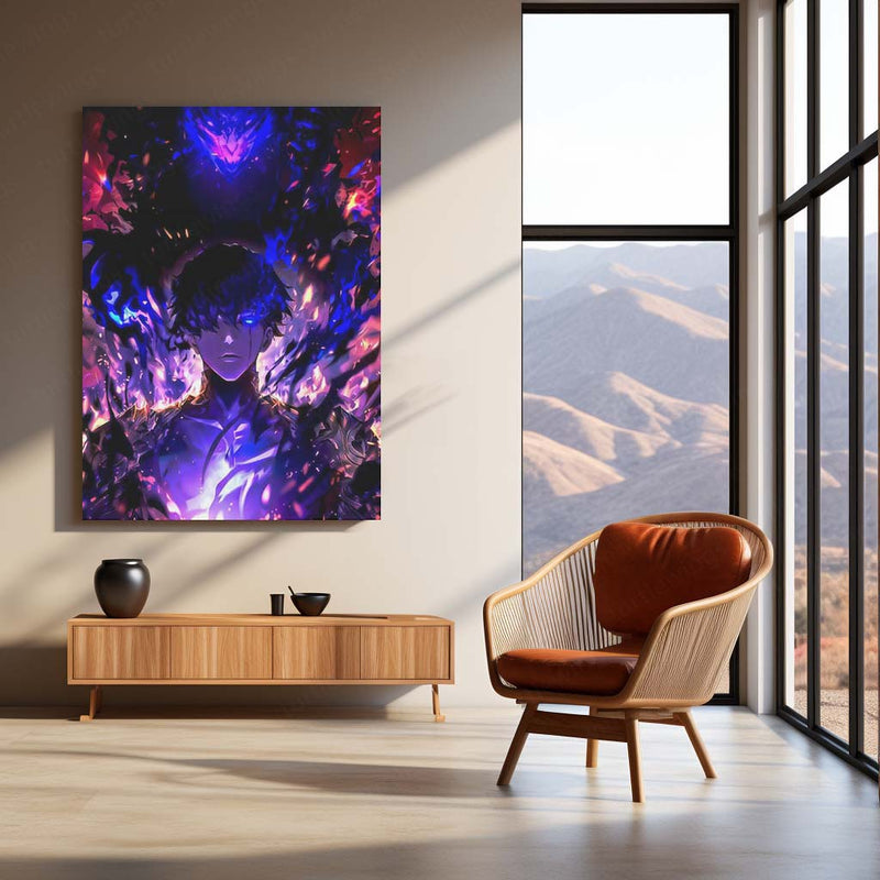 Solo Leveling: Soul – Sung Jin-Woo Metal Poster | Shadow Monarch Anime Wall Frame