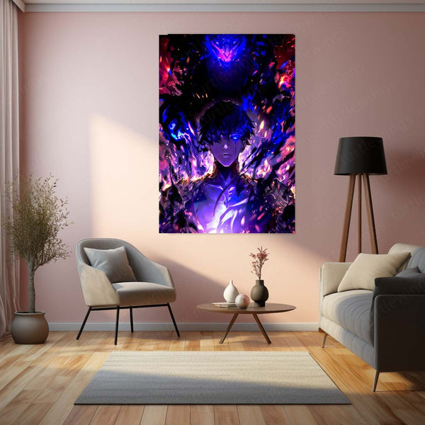 Solo Leveling: Soul – Sung Jin-Woo Metal Poster | Shadow Monarch Anime Wall Frame