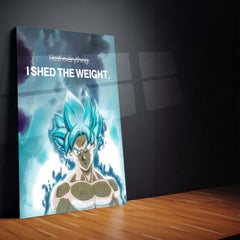 Anime Metal Poster | Goku “I Shed the Weight” Motivational Metal Poster | Dragon Ball Anime Wall Art | Let Go & Grow Mindset Metal Print