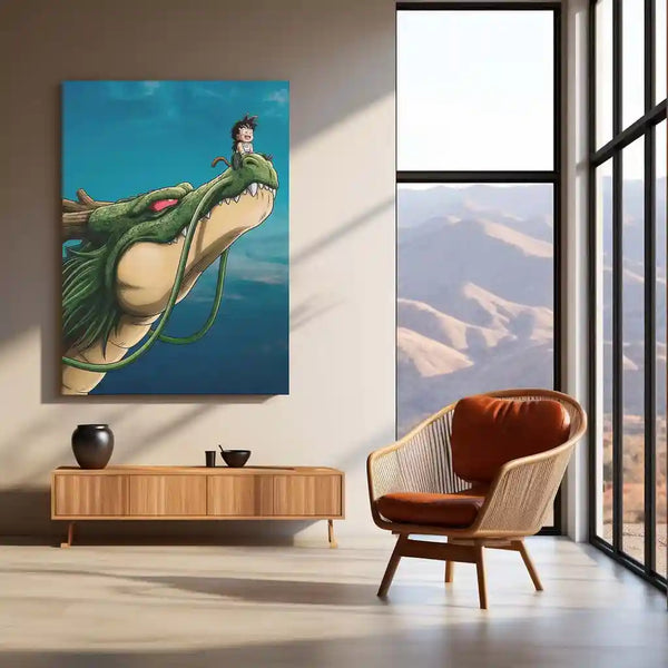 Anime Metal Poster | Shenron Dragon Metal Poster | Kid Goku Anime Wall Art | Dragon Ball Z Shenron Frame | Anime Room Decor - TURTLEWINGS 