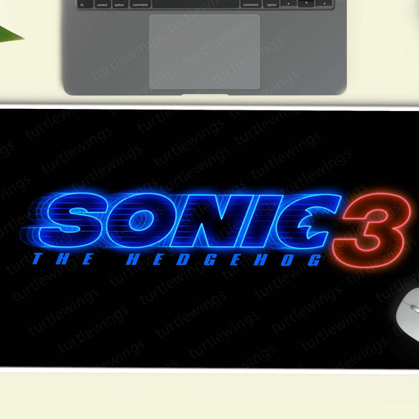 Sonic the Hedgehog 3 Logo Deskmat – Neon Gaming Edition