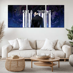 Anime Metal Poster Set of 3 | Sung Jin-Woo Shadow Monarch Solo Leveling Triptych Wall Art – main product image
