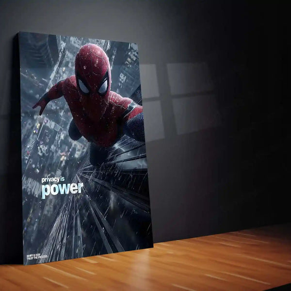 Spider-Man – Privacy Is Power | Marvel-Inspired Metal Frame | Superhero Wall